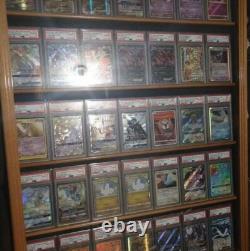Graded Trading Card Display Case 35 Sport Baseball Football Oak Wood USA Cabinet