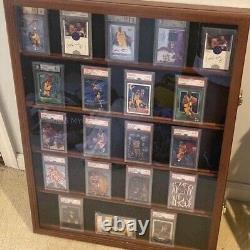 Graded Trading Card Display Case 35 Sport Baseball Football Walnut Wood Cabinet