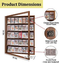 Graded Trading Card Display Case 35 Sport Baseball PSA Slabs Walnut Wood Cabinet