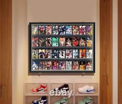 Graded Trading Card Display Case 36 LED Light Sport Baseball Wood Wall Cabinet