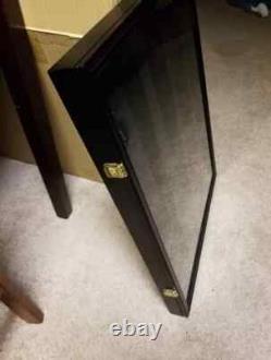 Graded Trading Card Display Case 36 LED Light Sport Baseball Wood Wall Cabinet