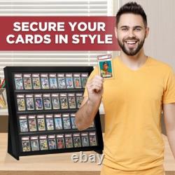 Graded Trading Card Display Case 36 PSA Slabs Tabletop USA Sport Wood Show Stand
