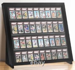 Graded Trading Card Display Case 36 PSA Slabs Tabletop USA Sport Wood Show Stand