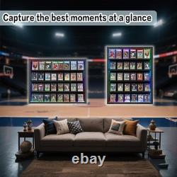 Graded Trading Card Display Case 36 RGB LED Light Sport PSA Slabs Wood Cabinet