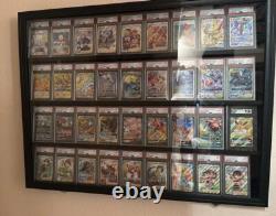 Graded Trading Card Display Case 36 Sport Baseball Football PSA Slabs Cabinet