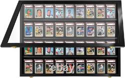 Graded Trading Card Display Case 36 Sport PSA Slabs Black Wood USA Made Cabinet