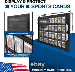 Graded Trading Card Display Case 36 Sport PSA Slabs Black Wood USA Made Cabinet