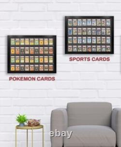 Graded Trading Card Display Case 36 Sport PSA Slabs Black Wood USA Made Cabinet Graded Trading Card Display Case 36 Sport PSA Slabs Black Wood USA Made Cabinet