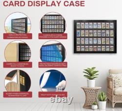 Graded Trading Card Display Case 36 Sport PSA Slabs Black Wood USA Made Cabinet