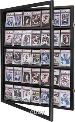 Graded Trading Card Display Case 3 Pack 35 Sport Baseball PSA Slabs Wood Cabinet
