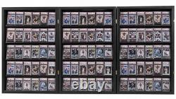 Graded Trading Card Display Case 3 Pack 35 Sport Baseball PSA Slabs Wood Cabinet