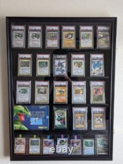 Graded Trading Card Display Case 3 Pack 35 Sport Baseball PSA Slabs Wood Cabinet