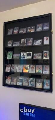 Graded Trading Card Display Case 3 Pack 35 Sport Baseball PSA Slabs Wood Cabinet