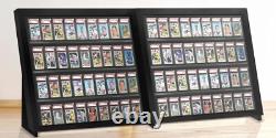 Graded Trading Card Display Case 72 PSA Slabs Tabletop USA Sport Wood Show Stand