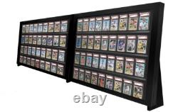Graded Trading Card Display Case 72 PSA Slabs Tabletop USA Sport Wood Show Stand
