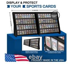 Graded Trading Card Display Case 72 PSA Slabs Tabletop USA Sport Wood Show Stand