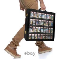 Graded Trading Card Display Case 72 PSA Slabs Tabletop USA Sport Wood Show Stand