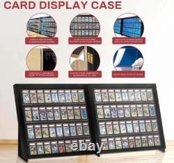 Graded Trading Card Display Case 72 PSA Slabs Tabletop USA Sport Wood Show Stand