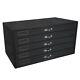 Grained Leatherette 5 Drawer Wood Display Storage Cabinet Case With Black Pads