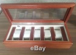 Great Modern Brown Dark Wood Agresti 5 Space Glass Watch Display Box Case
