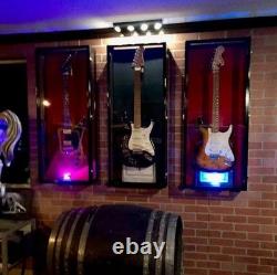 Guitar Display Case Acoustic Electric Wood Cabinet Gibson Fender PRS Holder Rack