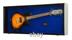 Guitar Display Case Black & Blue Wood Horizontal Electric Holder Wall Cabinet Guitar Display Case Black & Blue Wood Horizontal Electric Holder Wall Cabinet