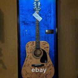 Guitar Display Case Black & Blue Wood Horizontal Electric Holder Wall Cabinet Guitar Display Case Black & Blue Wood Horizontal Electric Holder Wall Cabinet
