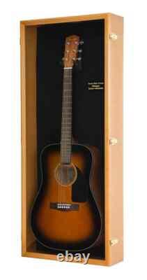 Guitar Display Case Black & Blue Wood Horizontal Electric Holder Wall Cabinet Guitar Display Case Black & Blue Wood Horizontal Electric Holder Wall Cabinet