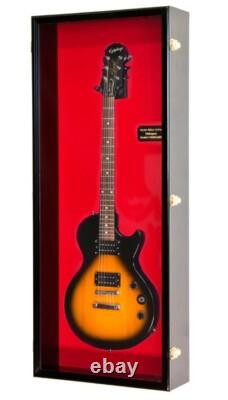 Guitar Display Case Black & Blue Wood Horizontal Electric Holder Wall Cabinet Guitar Display Case Black & Blue Wood Horizontal Electric Holder Wall Cabinet