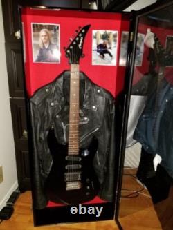 Guitar Display Case Black & Blue Wood Horizontal Electric Holder Wall Cabinet Guitar Display Case Black & Blue Wood Horizontal Electric Holder Wall Cabinet