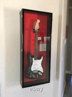 Guitar Display Case Black & Blue Wood Horizontal Electric Holder Wall Cabinet Guitar Display Case Black & Blue Wood Horizontal Electric Holder Wall Cabinet