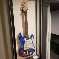 Guitar Display Case Black & White LED Light Gibson Fender Rack Wood Wall Cabinet
