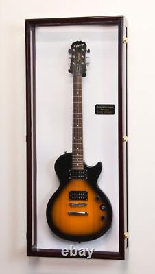 Guitar Display Case Black & White LED Light Gibson Fender Rack Wood Wall Cabinet