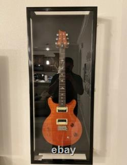 Guitar Display Case Black & White LED Light Gibson Fender Rack Wood Wall Cabinet
