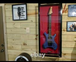 Guitar Display Case Black & White LED Light Gibson Fender Rack Wood Wall Cabinet