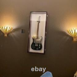 Guitar Display Case Black & White LED Light Gibson Fender Rack Wood Wall Cabinet