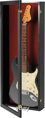 Guitar Display Case Electric Black & Red USA Wood Cabinet Fender Wall Shadow Box