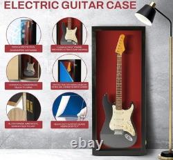 Guitar Display Case Electric Black & Red USA Wood Cabinet Fender Wall Shadow Box