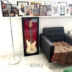 Guitar Display Case Electric Black & Red USA Wood Cabinet Fender Wall Shadow Box