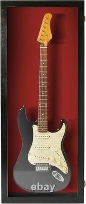 Guitar Display Case Electric Black & Red USA Wood Cabinet Fender Wall Shadow Box