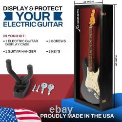 Guitar Display Case Electric Black & Red USA Wood Cabinet Fender Wall Shadow Box