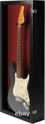 Guitar Display Case Electric Black & Red USA Wood Cabinet Fender Wall Shadow Box