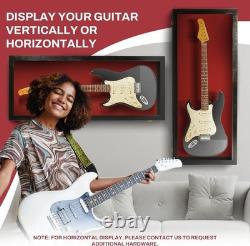 Guitar Display Case Electric Black & Red USA Wood Cabinet Fender Wall Shadow Box