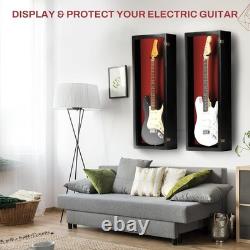 Guitar Display Case Electric Black & Red USA Wood Cabinet Fender Wall Shadow Box
