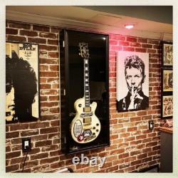 Guitar Display Case Electric Black Solid Wood Cabinet Gibson Fender Shadow Box