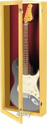 Guitar Display Case Electric Oak & Red Wood Cabinet USA Rack Wall Shadow Box