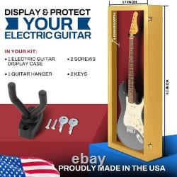 Guitar Display Case Electric Oak & Red Wood Cabinet USA Rack Wall Shadow Box