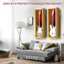 Guitar Display Case Electric Oak & Red Wood Cabinet USA Rack Wall Shadow Box