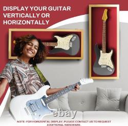 Guitar Display Case Electric Oak & Red Wood Cabinet USA Rack Wall Shadow Box