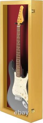 Guitar Display Case Electric Oak & Red Wood Cabinet USA Rack Wall Shadow Box